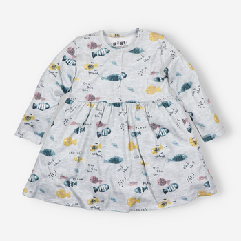Infant dress gray Fish in organic cotton