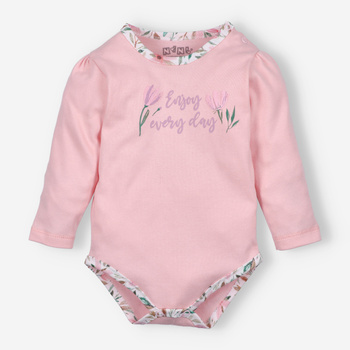 Body niemowlęce PINK FLOWERS z bawełny organicznej dla dziewczynki