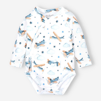 Envelope bodysuit NINI's SAMOLOTS in organic cotton for a boy