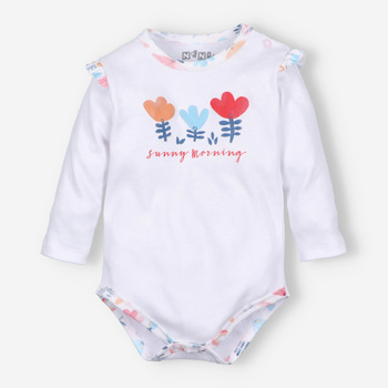 Rainbow Garden organic cotton baby bodysuit for baby girl