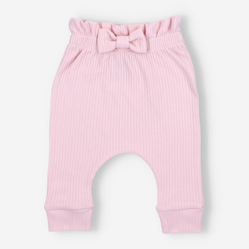 Striped knit infant pants with a bow