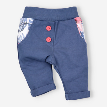 Dark blue NINI FLAMINGI baby pants in organic cotton for baby girl
