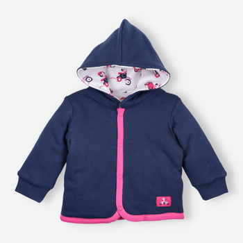 Navy blue baby jacket PARISANKA in organic cotton for a girl