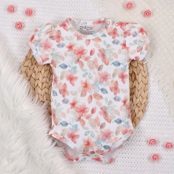 Infant bodysuit COLORFUL FLOWERS in organic cotton