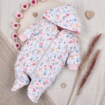 Rainbow Garden organic cotton baby suit for baby girl