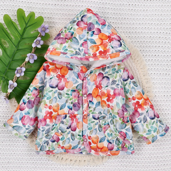 Kurtka niemowlęca ŚLIWECZKI z bawełny organicznej dla dziewczynki