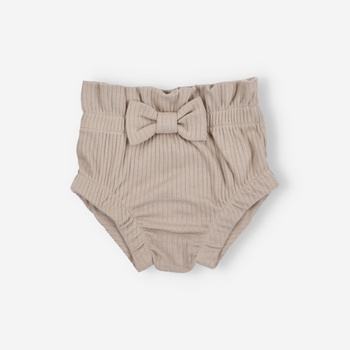Striped knit short shorts with bow detail