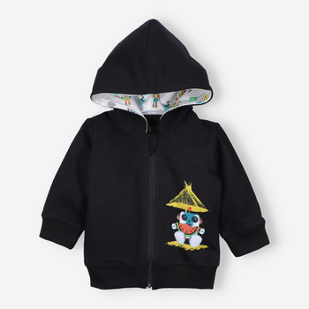 Black SUMMER ROBOTS baby sweatshirt in organic cotton for boy
