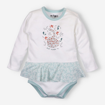 Little Snake frill baby body in organic cotton for baby girl