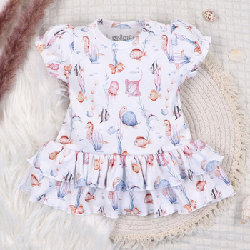 Sukienka niemowlęca  UNDERWATER WORLD z bawełny organicznej