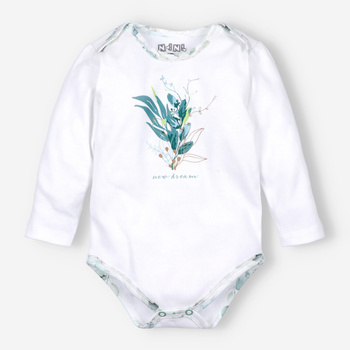 Infant bodysuit AROMATIC LEAVES in organic cotton for baby girl