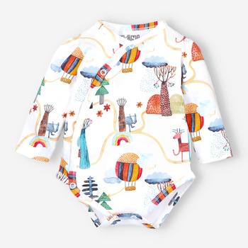 Colorful forest envelope body in organic cotton for baby girl