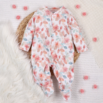 Baby pajacifier COLORFUL FLOWERS in organic cotton