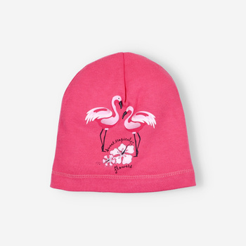 Raspberry baby cap FLAMINGI NINI in organic cotton for baby girl