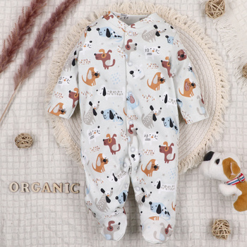 Pajac niemowlęcy PSIAKI z bawełny organicznej dla chłopca