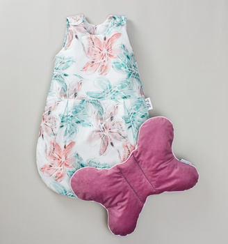 BABY SLEEPING BAG SET LULI LU BIG FLOWERS- VELVET & COTTON