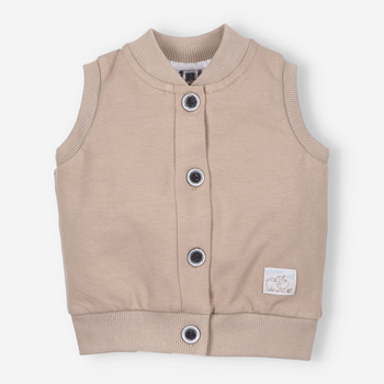 Coffee organic cotton Zoo baby vest for boy