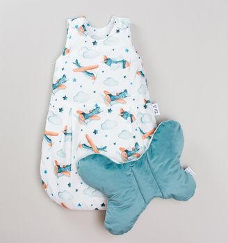 BABY SLEEPING BAG SET LULI LU PLANES - VELVET & COTTON