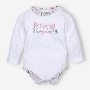 Body niemowlęce PINK FLOWERS z bawełny organicznej dla dziewczynki