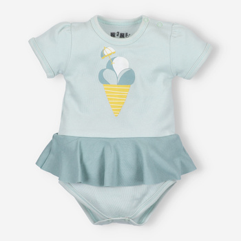 Ice Cream organic cotton baby body with basque for baby girl