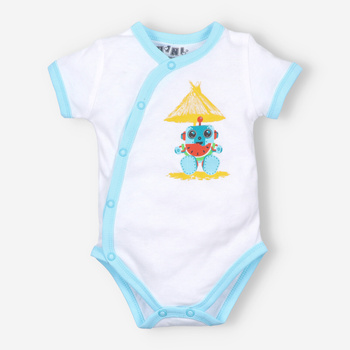 White SUMMER ROBOTS organic cotton envelope bodysuit for boy