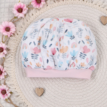 Rainbow Garden baby cap in organic cotton for baby girl