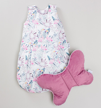 BABY SLEEPING BAG SET LULI LU FLAMINGOS - VELVET & COTTON