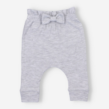 Striped knit infant pants with a bow