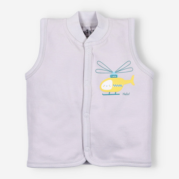 Grey baby vest HELIKOPTER in organic cotton for boy