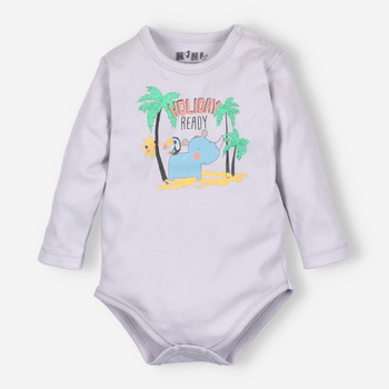 SAWANNA grey organic cotton baby bodysuit for boy