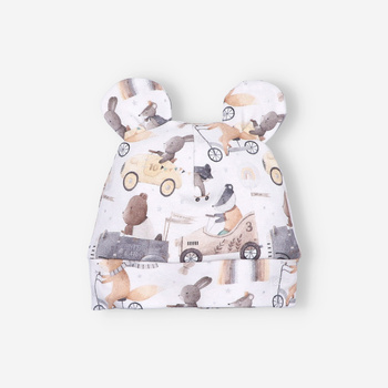 Czapka niemowlęca CUTE CARS z bawełny organicznej dla chłopca