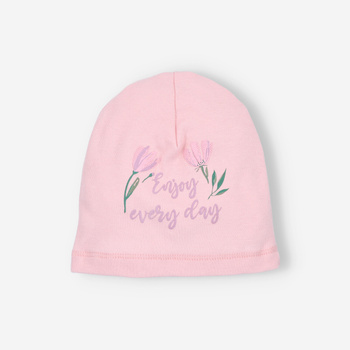 Czapka niemowlęca PINK FLOWERS z bawełny organicznej dla dziewczynki