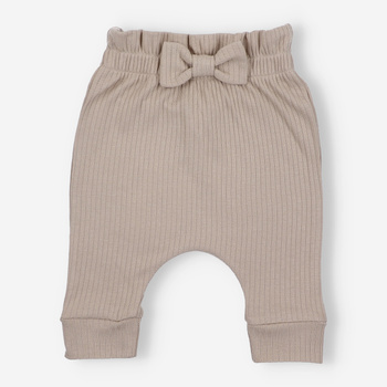 Striped knit infant pants with a bow