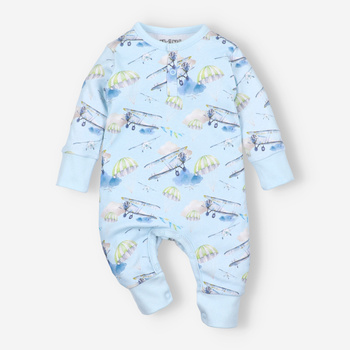 Baby pajacifier SAMOLOTS in organic cotton for boy